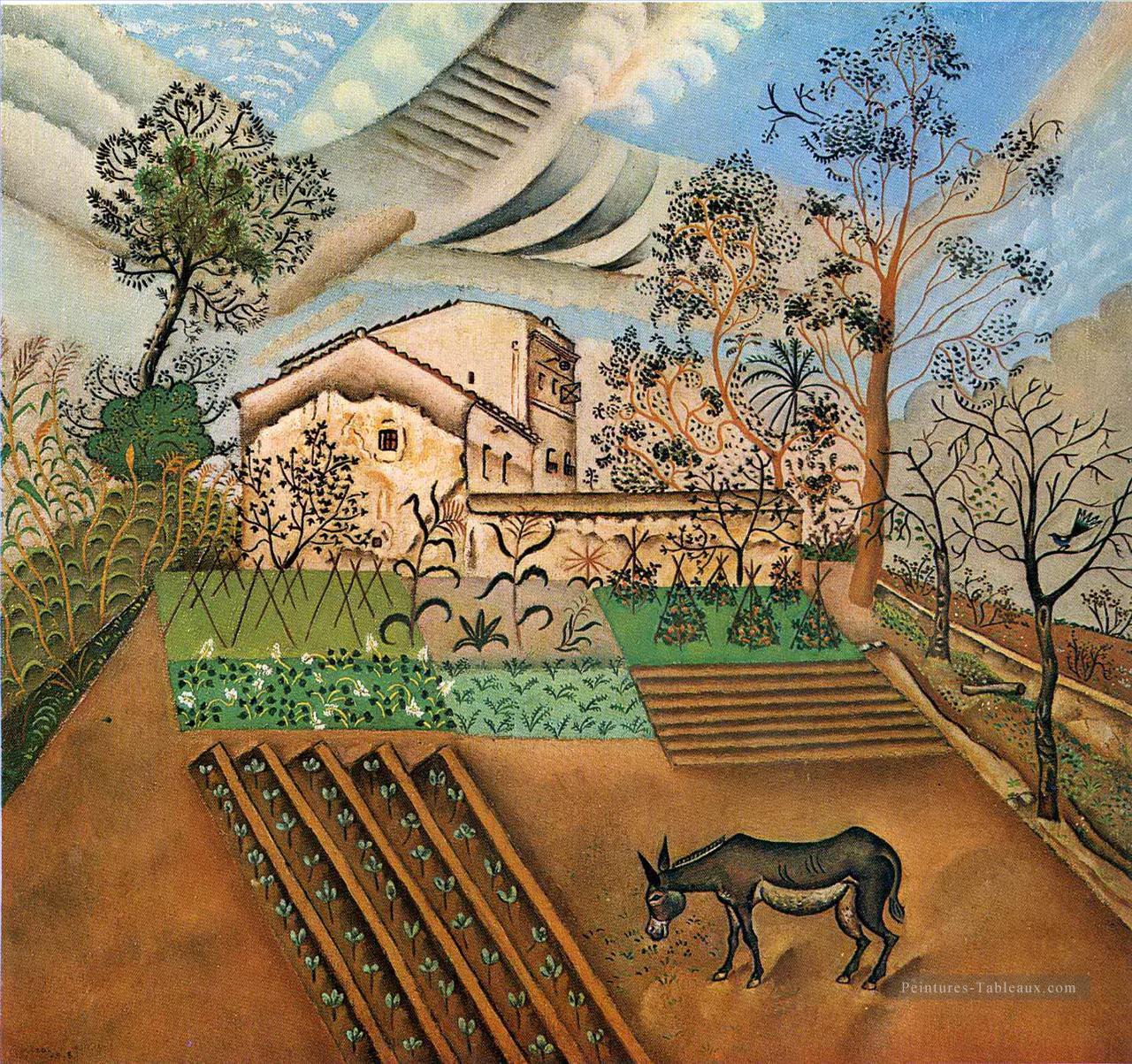 Le jardin potager avec âne dadaïsme Peintures à l'huile